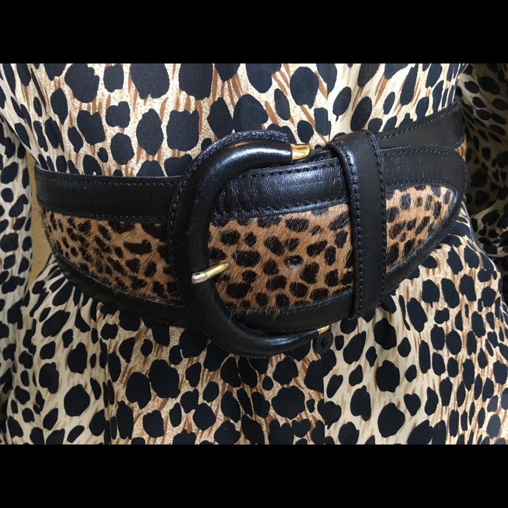 Leopard Calf Hair & Leather Belt